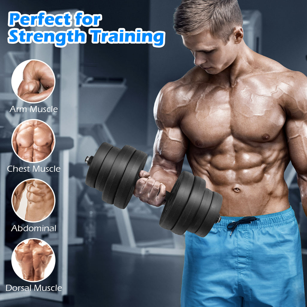 Adjustable Dumbbells 66 LBS Free Weights Set with Connectors - Home Gym Fitness Equipment