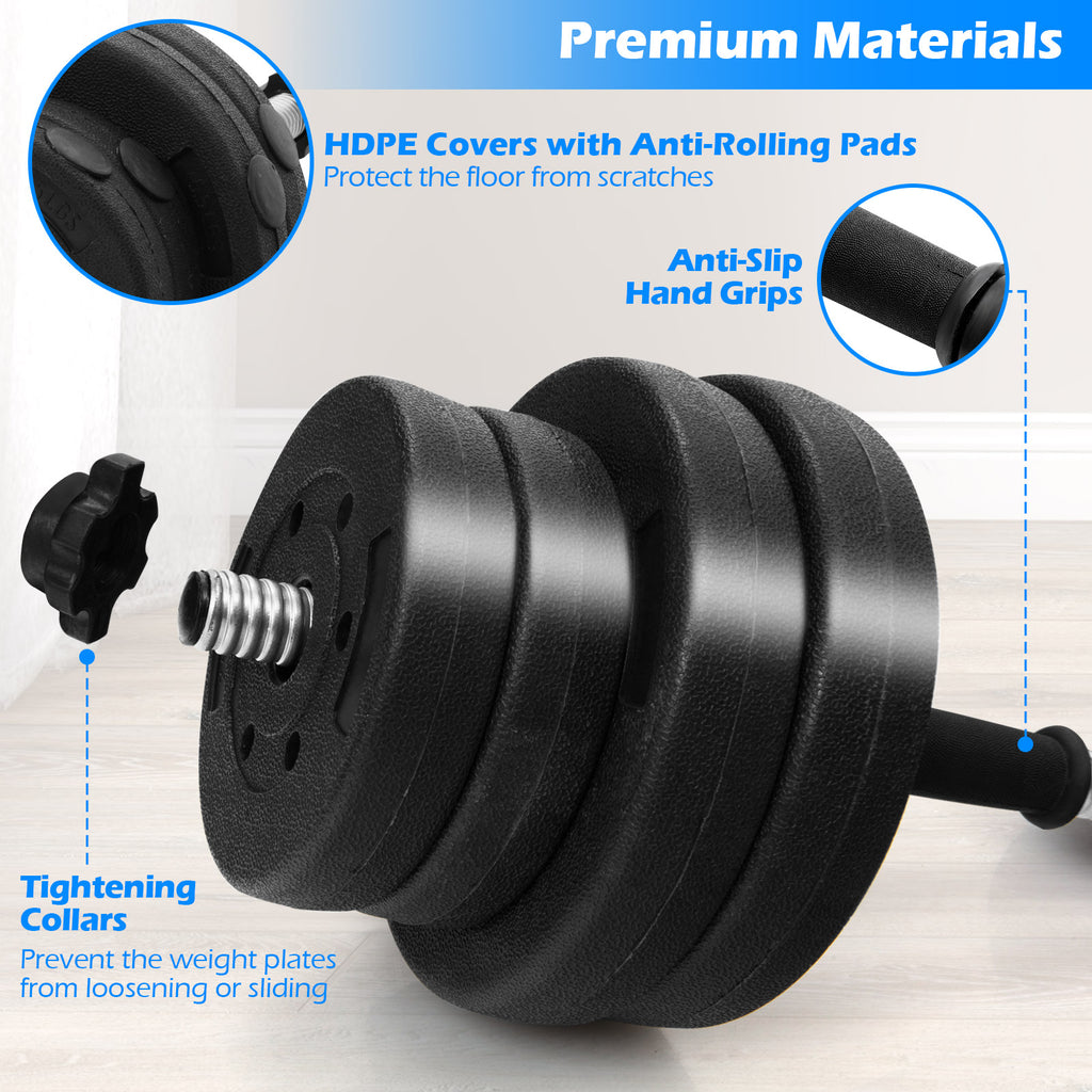 Adjustable Dumbbells 66 LBS Free Weights Set with Connectors - Home Gym Fitness Equipment