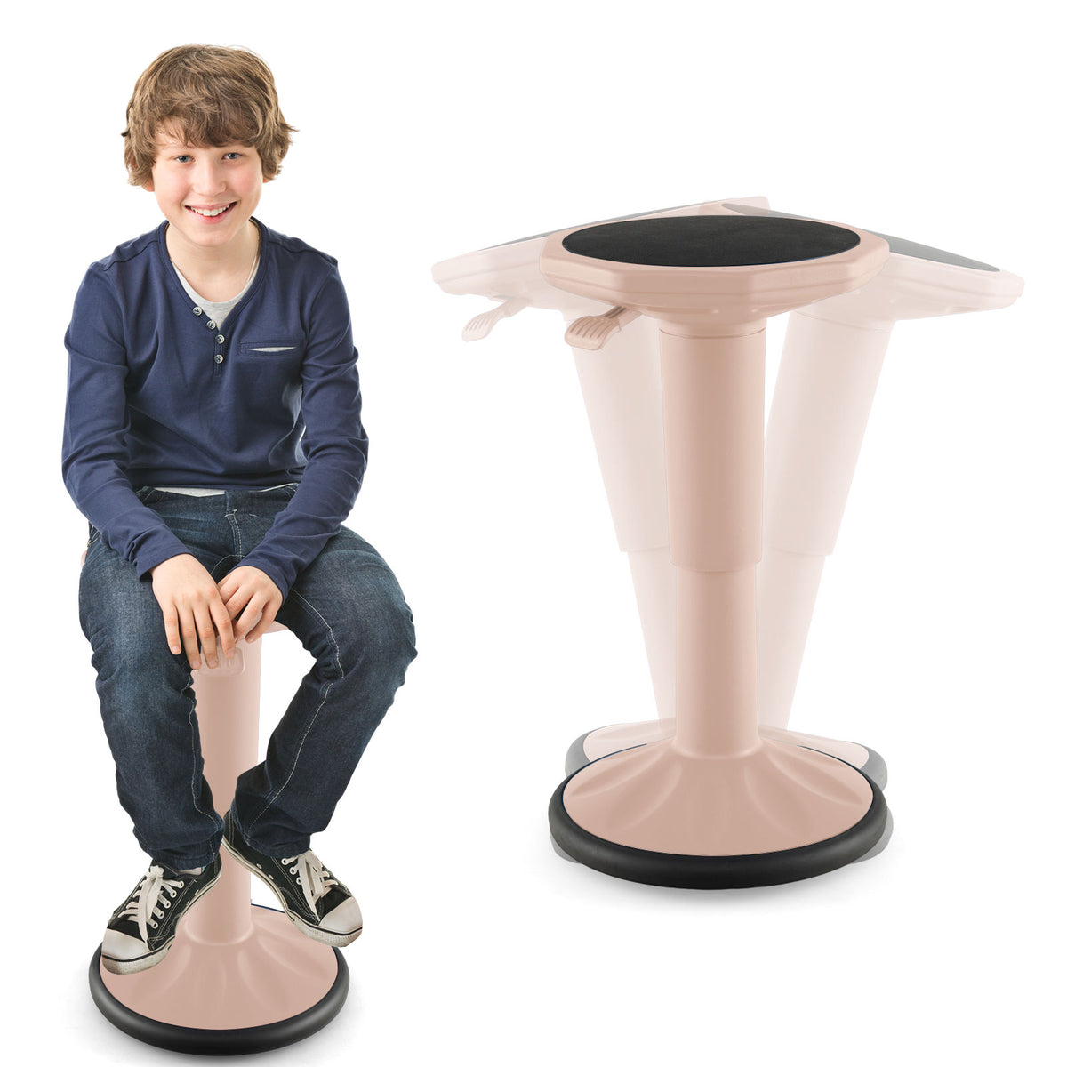 Adjustable-Height Wobble Chair Active Learning Stool for Office Stand