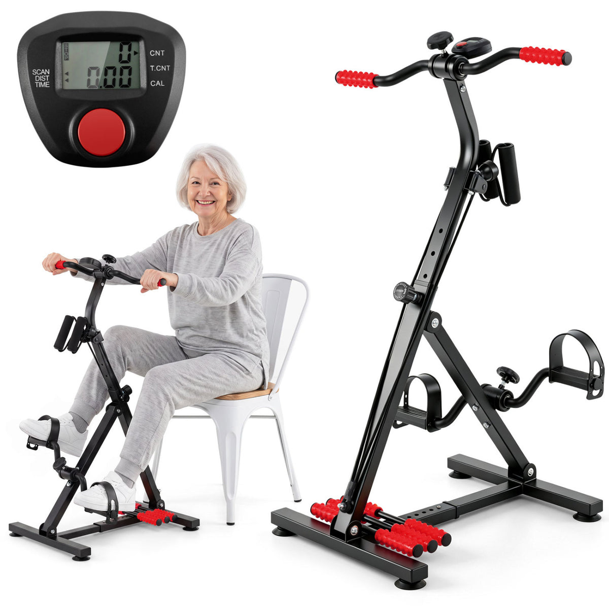Adjustable LCD Pedal Exercise Bike with Massage - Red, Home Gym Equipment