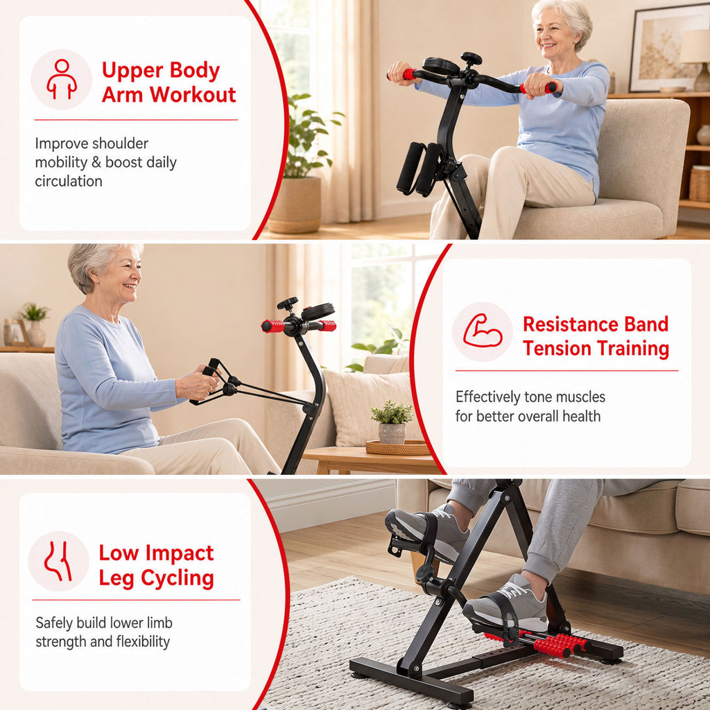 Adjustable LCD Pedal Exercise Bike with Massage - Red, Home Gym Equipment