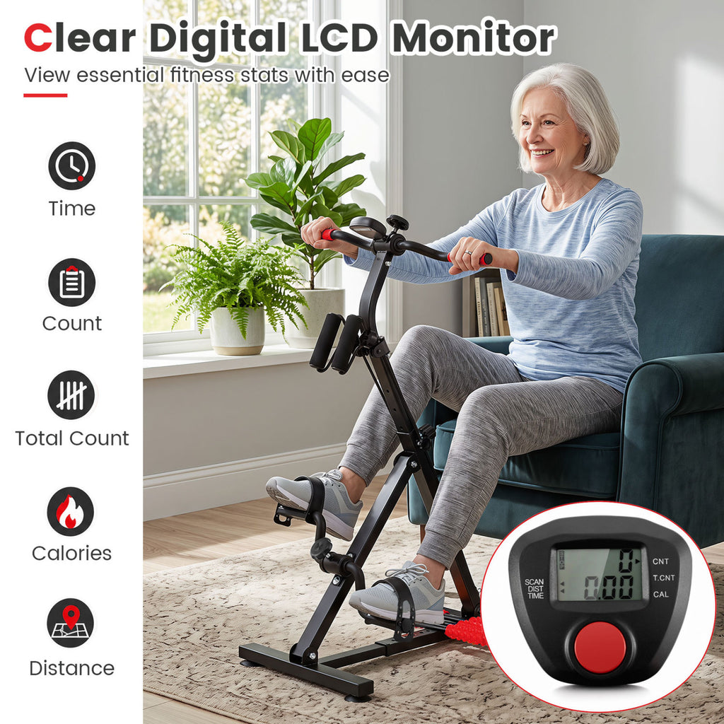 Adjustable LCD Pedal Exercise Bike with Massage - Red, Home Gym Equipment