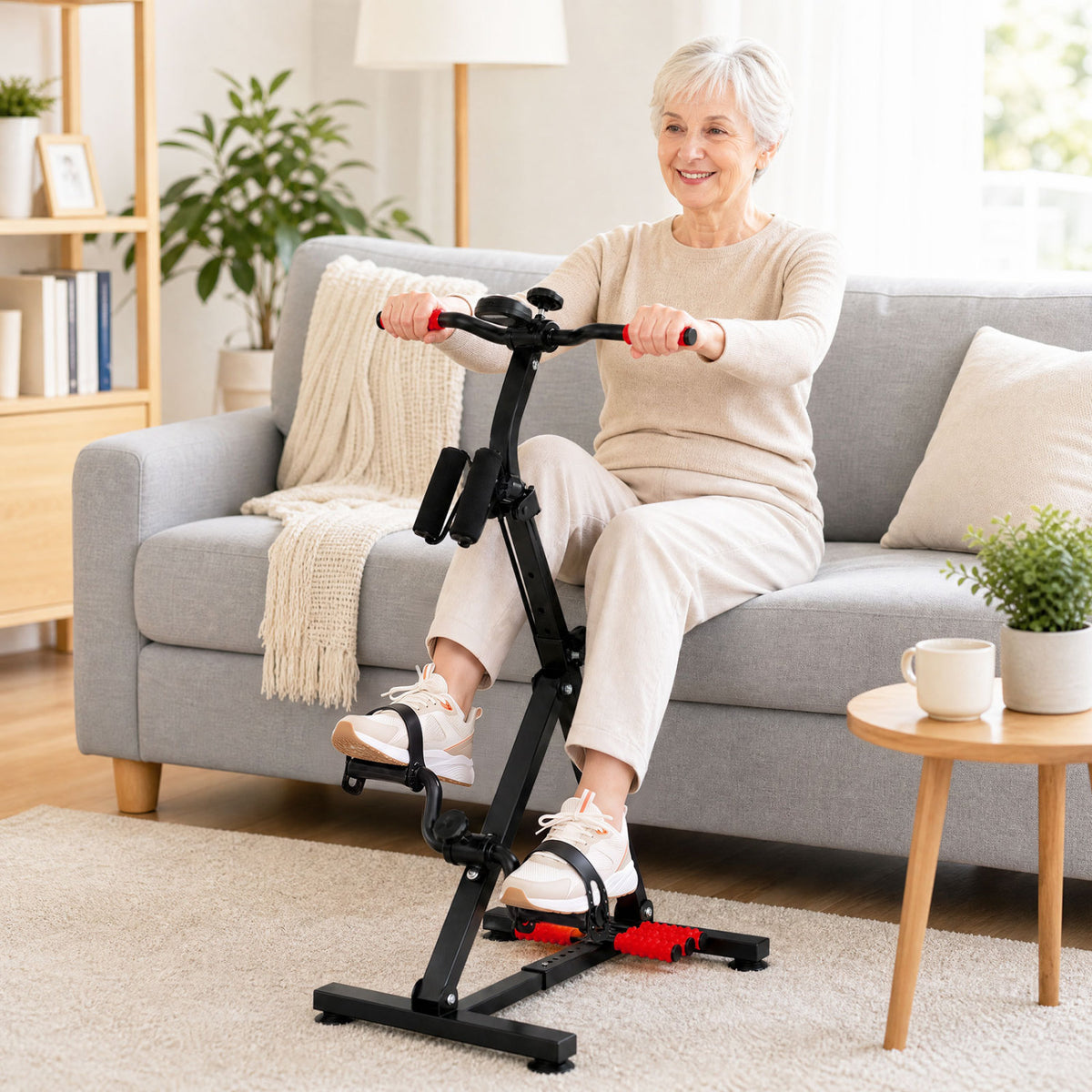 Adjustable LCD Pedal Exercise Bike with Massage - Red, Home Gym Equipment