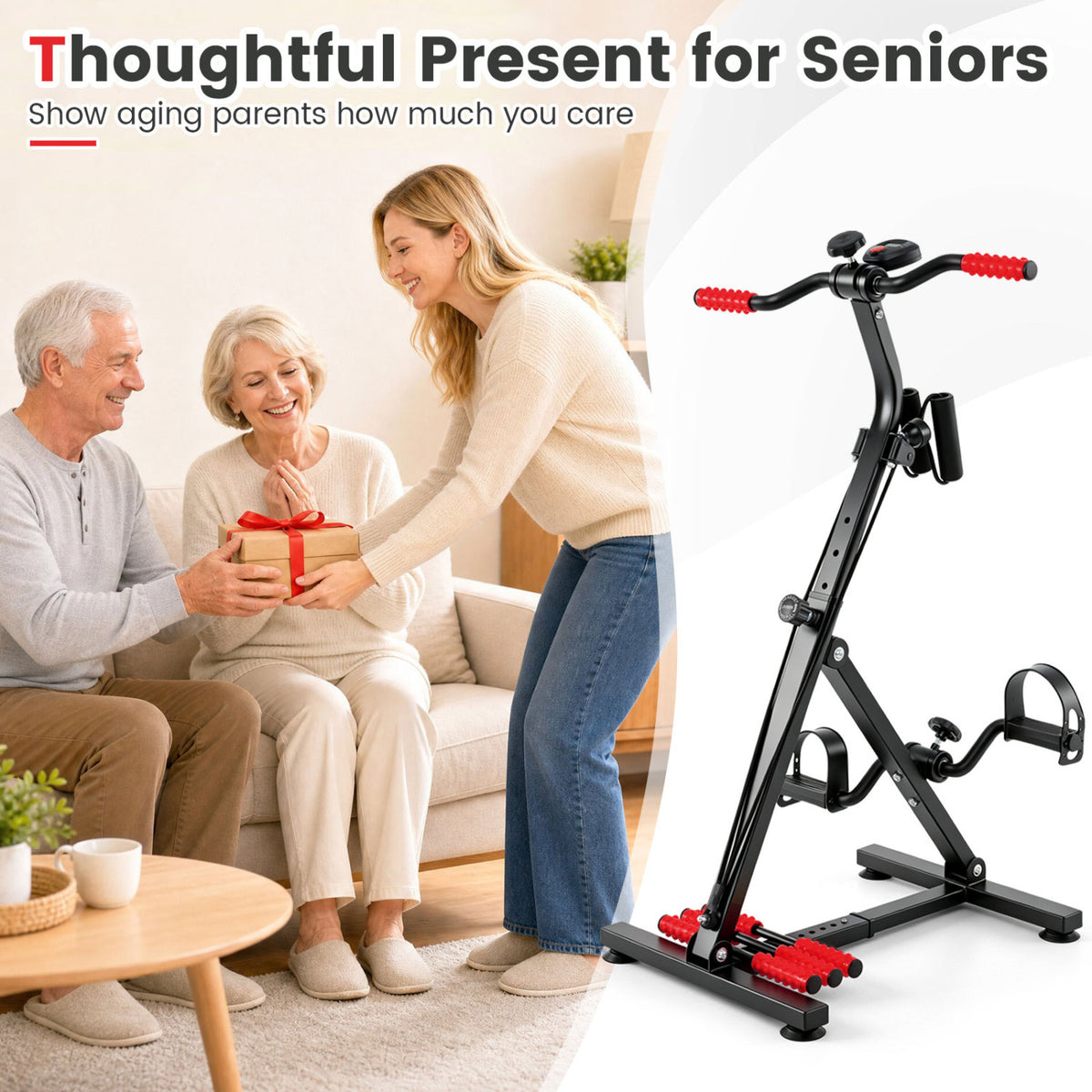 Adjustable LCD Pedal Exercise Bike with Massage - Red, Home Gym Equipment