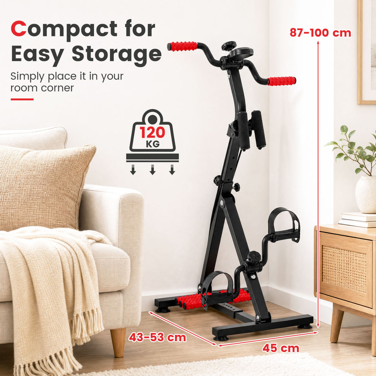 Adjustable LCD Pedal Exercise Bike with Massage - Red, Home Gym Equipment