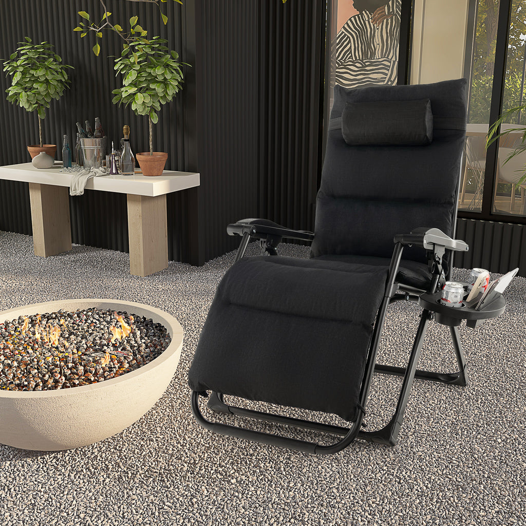 Adjustable Metal Zero Gravity Lounge Chair with Removable Cushion and