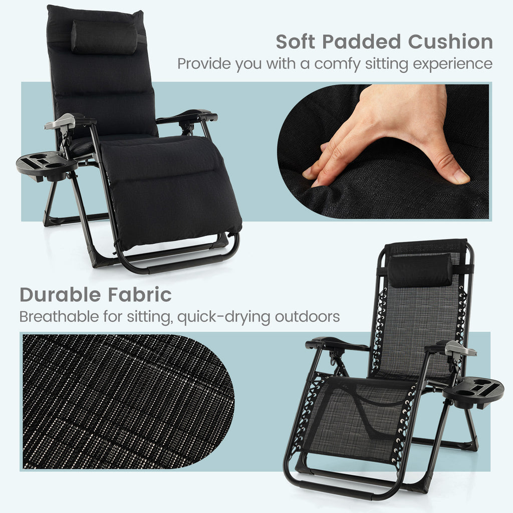 Adjustable Metal Zero Gravity Lounge Chair with Removable Cushion and