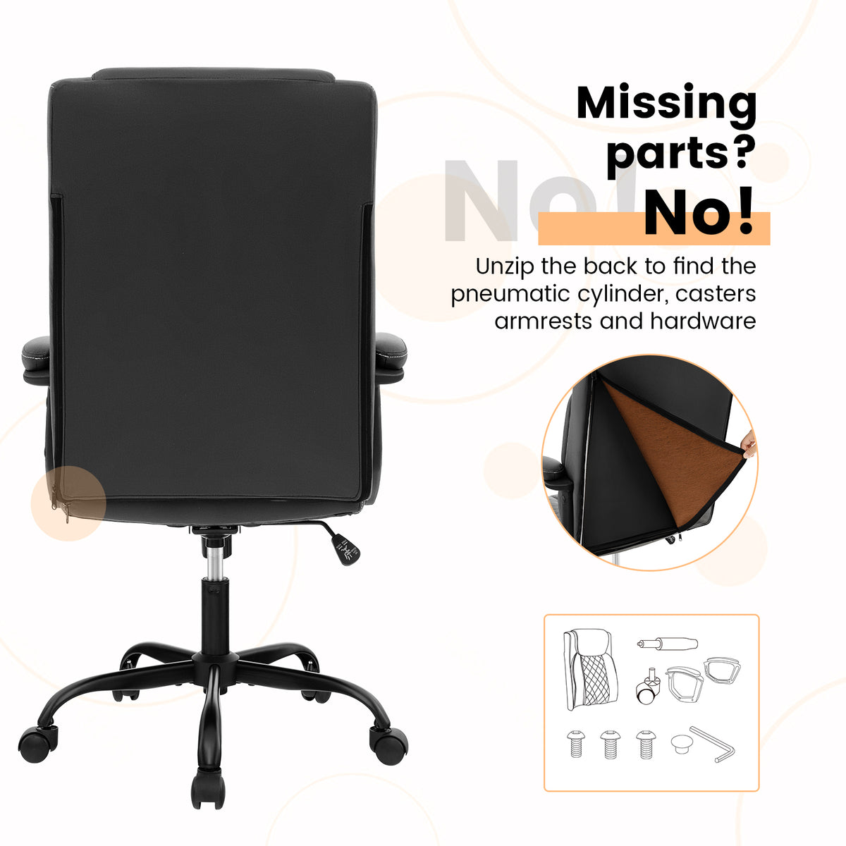 Ergonomic High Back Executive Chair with Thick Headrest Cushion