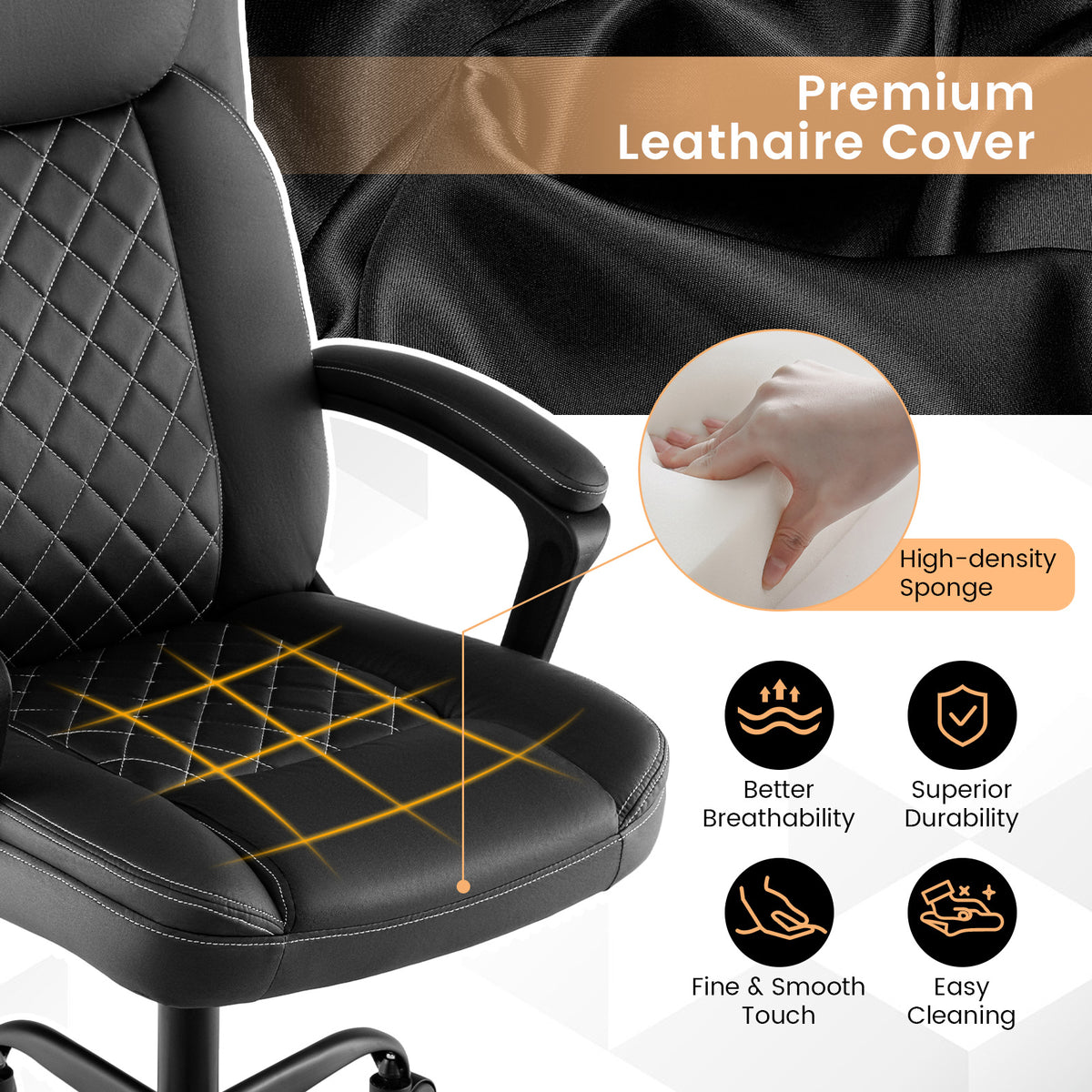 Ergonomic High Back Executive Chair with Thick Headrest Cushion