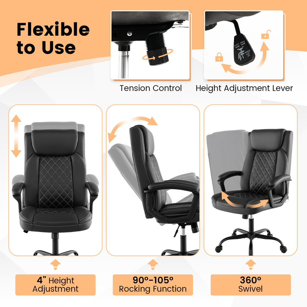 Ergonomic High Back Executive Chair with Thick Headrest Cushion