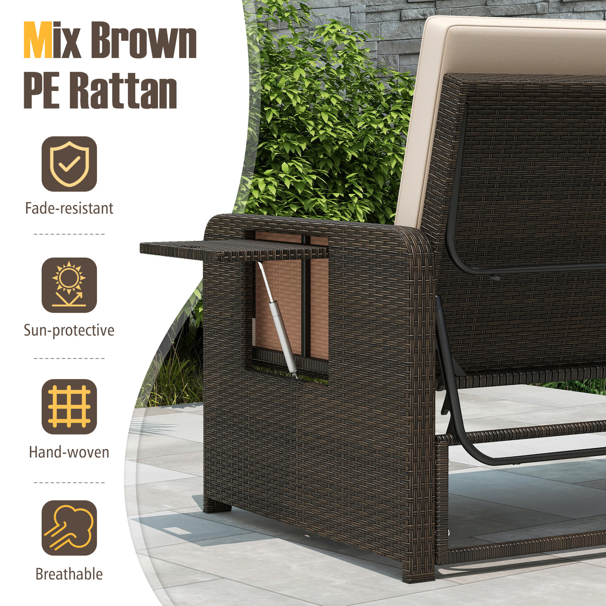 Premium Adjustable Outdoor Patio Daybed Set with Cushions and Storage