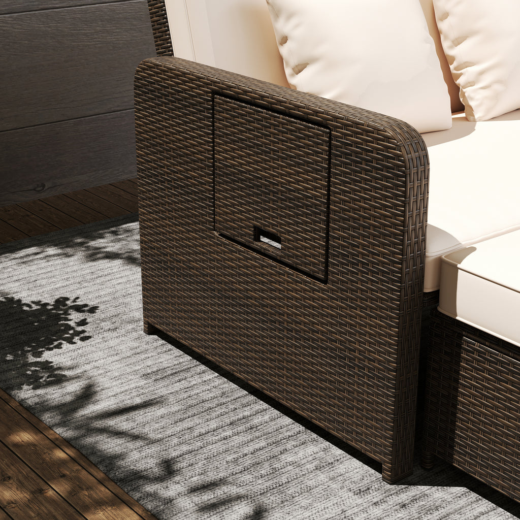 Outdoor Daybed Loveseat Set with Storage Ottoman – Space-Saving Design