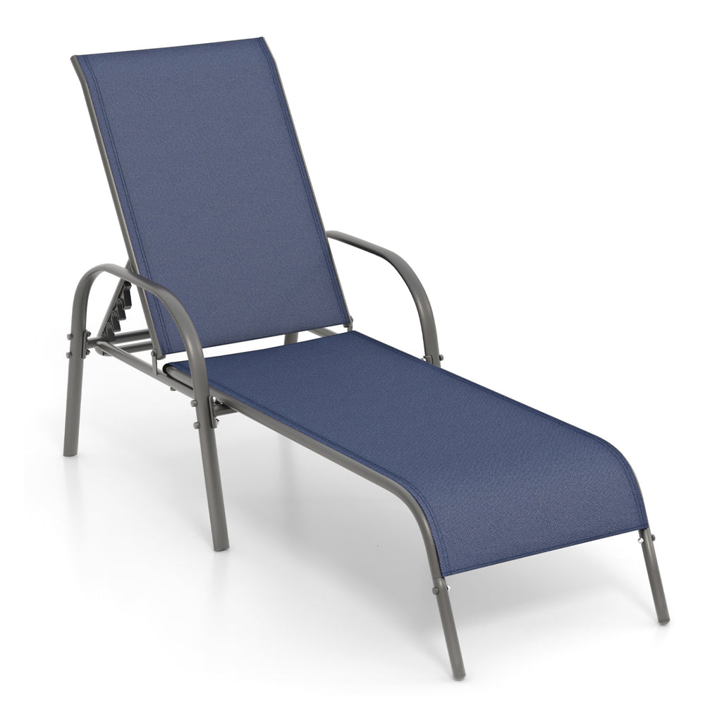 Adjustable Patio Chaise Lounge Chair, Navy - 1 Piece