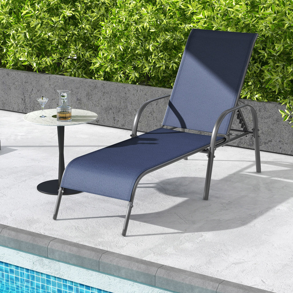 Adjustable Patio Chaise Lounge Chair, Navy - 1 Piece