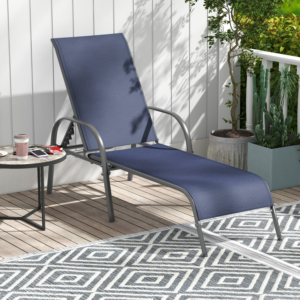 Adjustable Patio Chaise Lounge Chair, Navy - 1 Piece