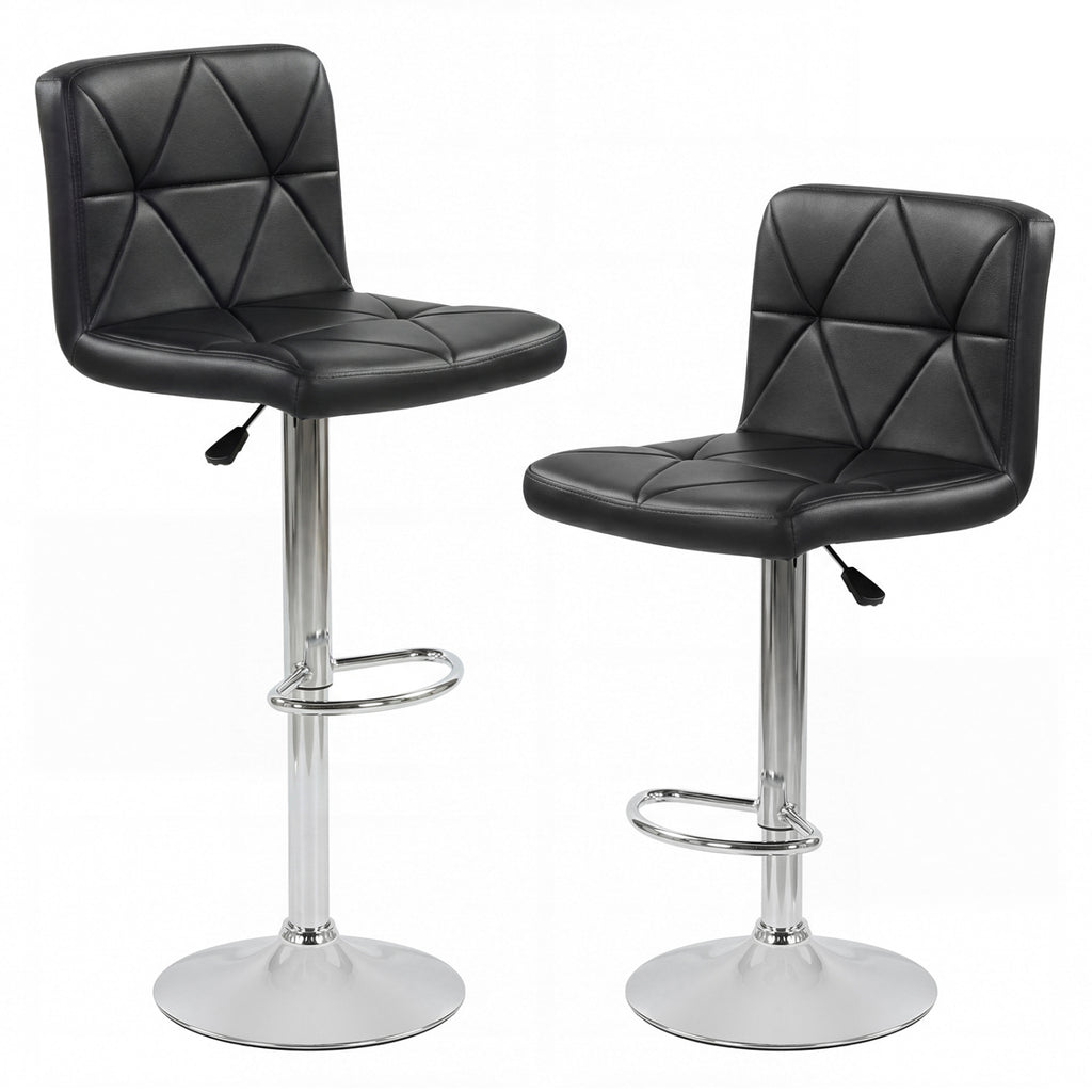 Adjustable Swivel Barstools Set of 2 with Back & Footrest - Black Diamond