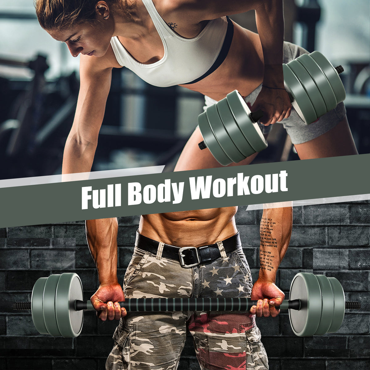4-in-1 Adjustable Dumbbell Set - Black, Foam Grip, Spinlock Collars, Home Gym