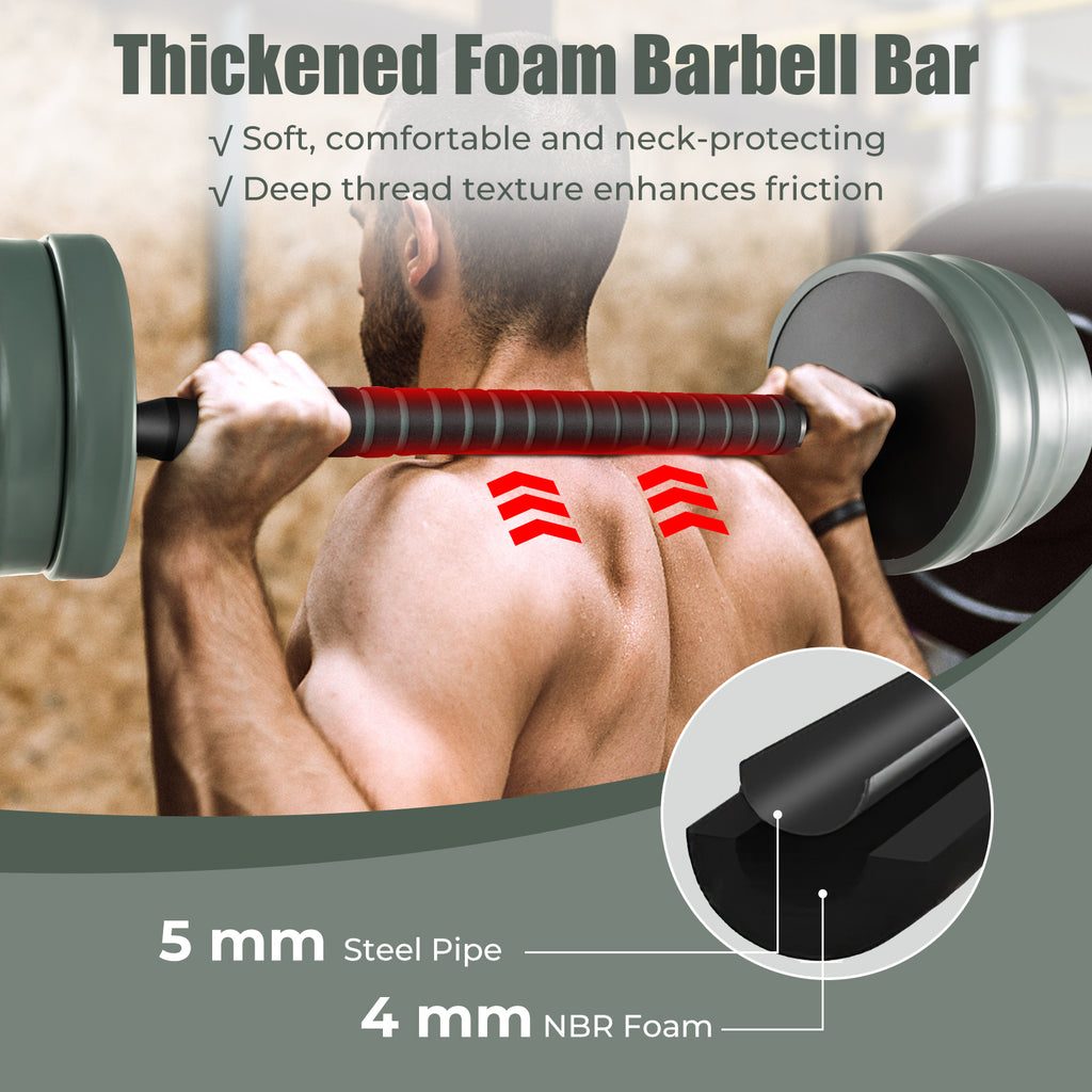 4-in-1 Adjustable Dumbbell Set - Black, Foam Grip, Spinlock Collars, Home Gym