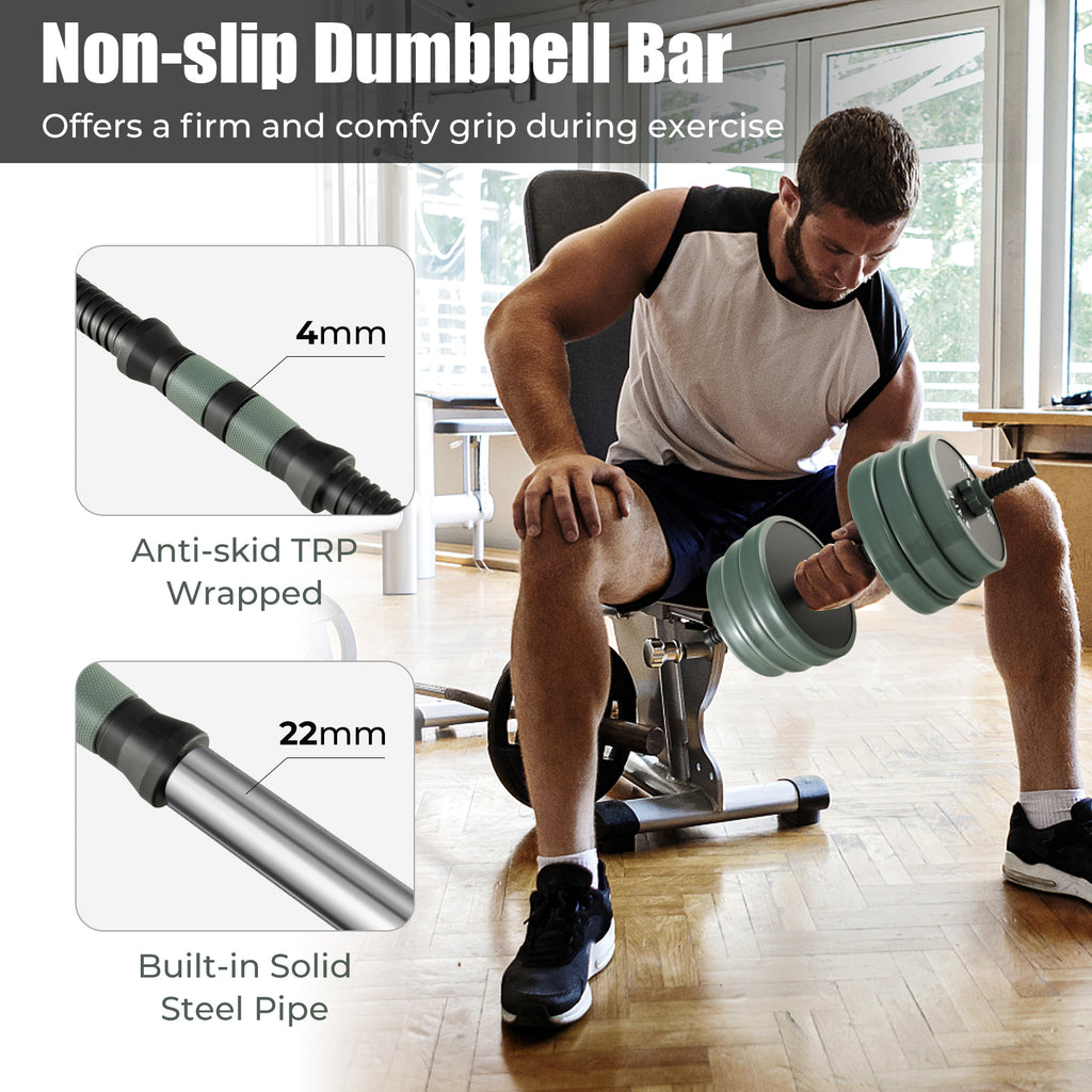 4-in-1 Adjustable Dumbbell Set - Black, Foam Grip, Spinlock Collars, Home Gym