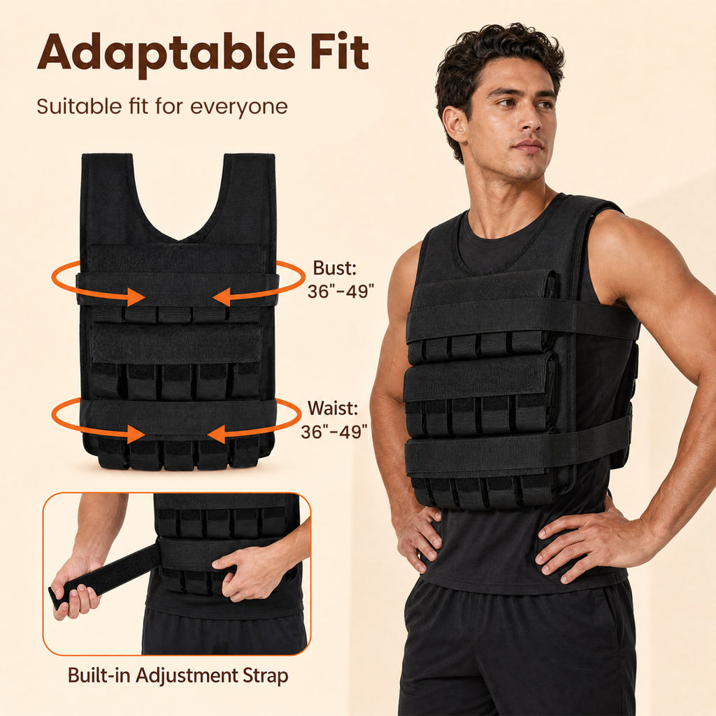 Adjustable Weighted Vest S for Men Women with Removable Iron Weights