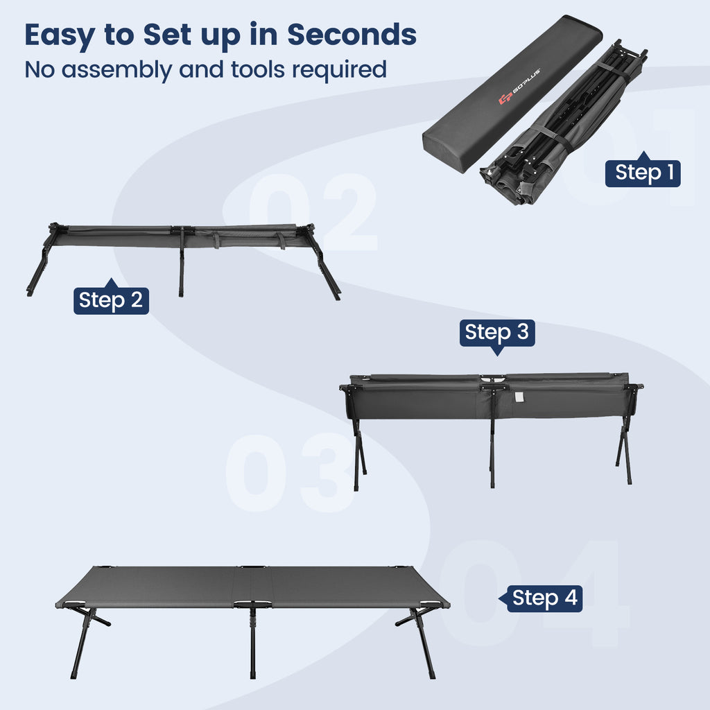 Folding Camping Cot for Adults & Kids, Gray
