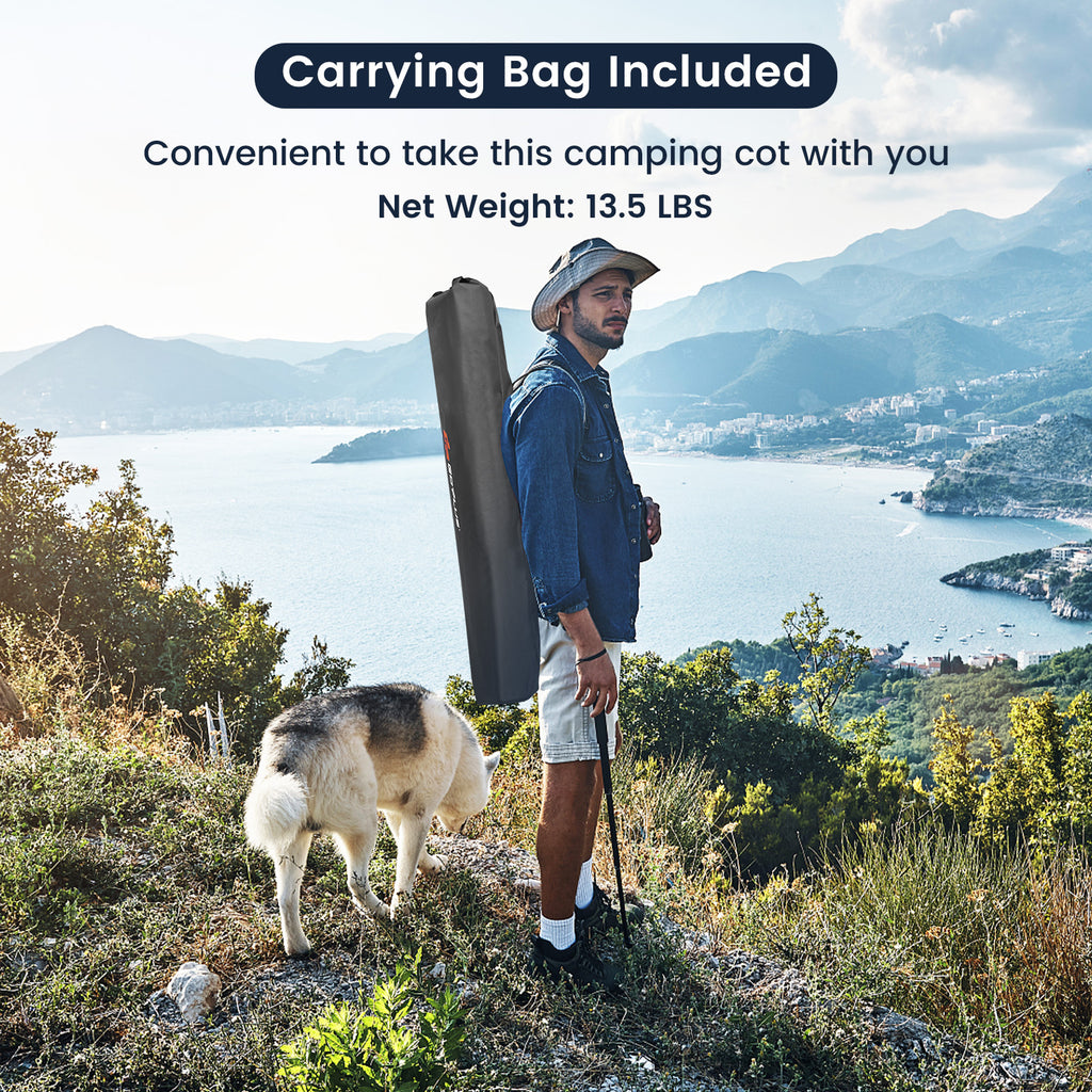Folding Camping Cot for Adults & Kids, Gray