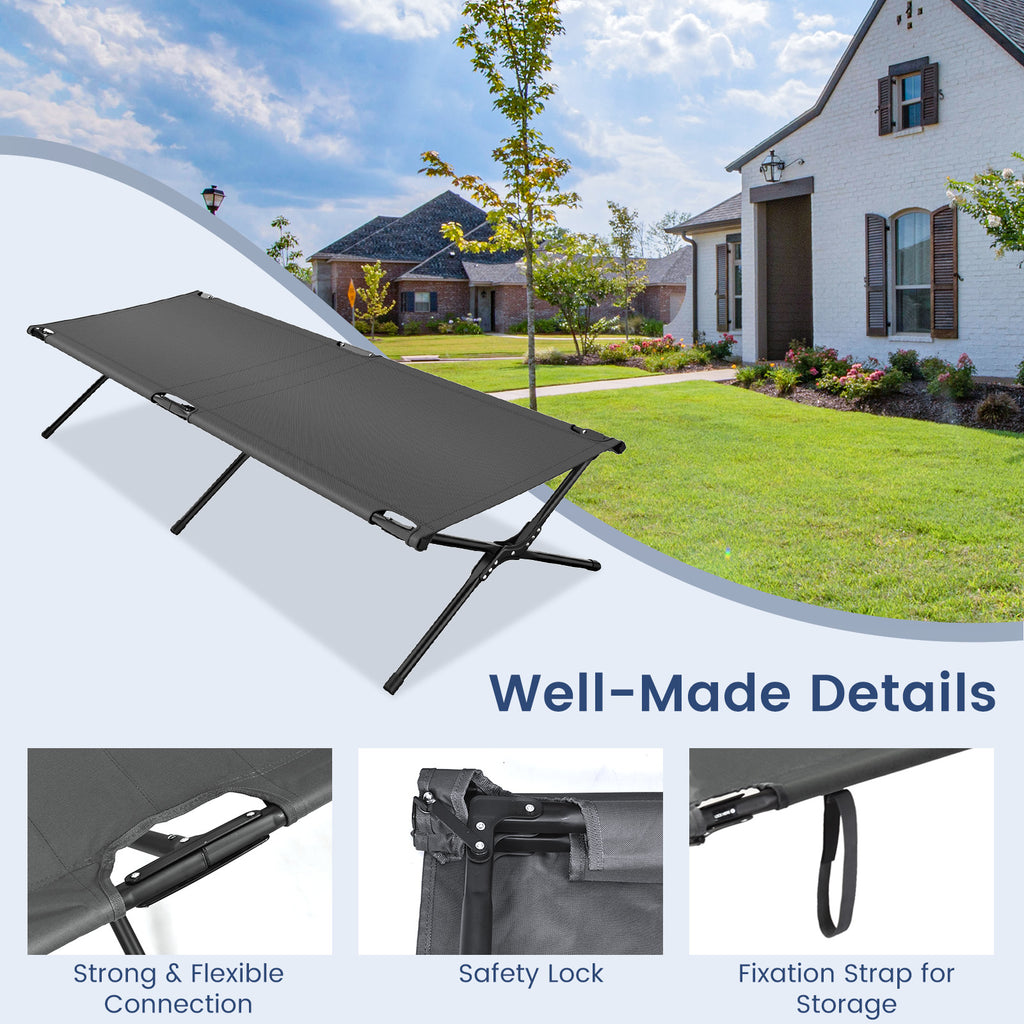 Folding Camping Cot for Adults & Kids, Gray