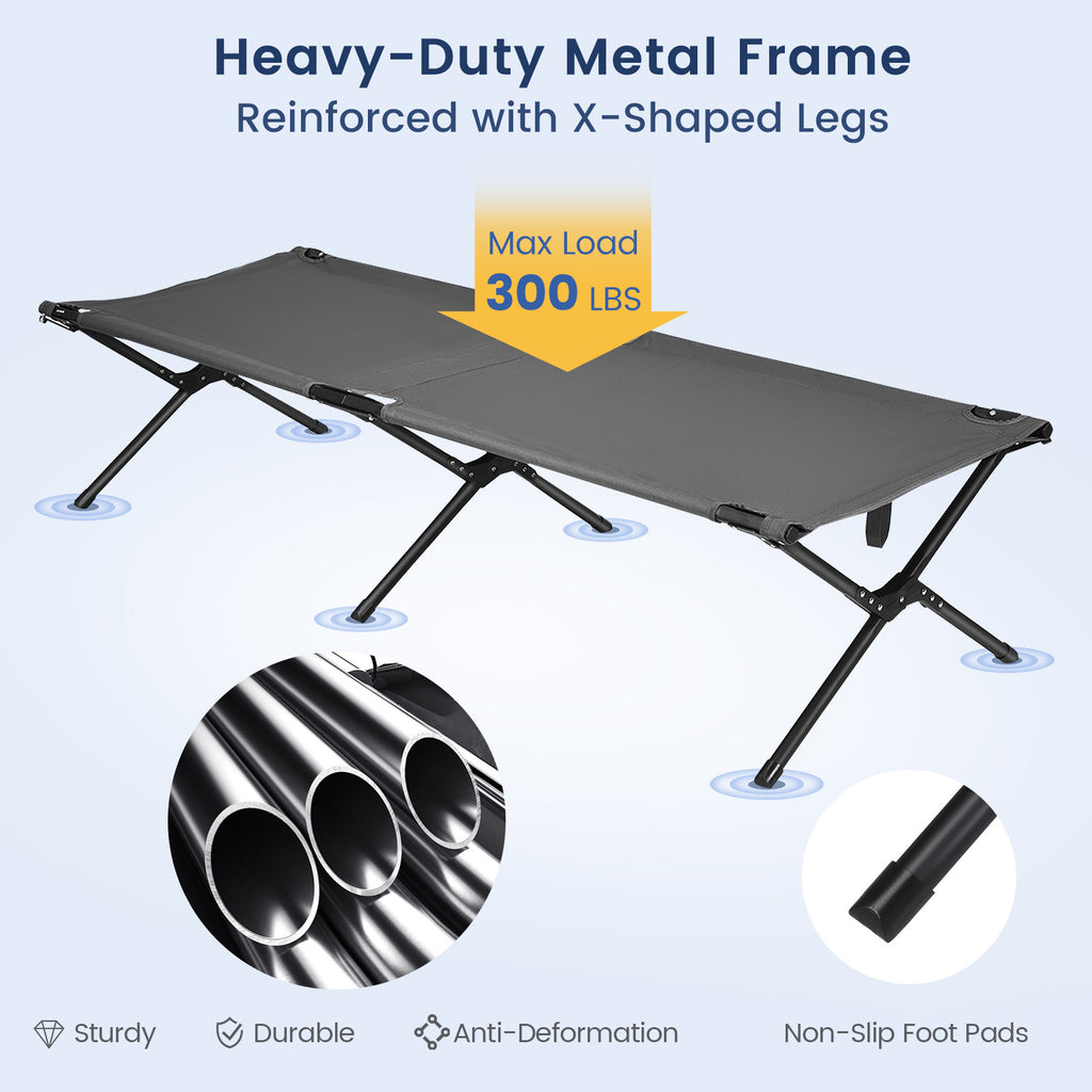 Folding Camping Cot for Adults & Kids, Gray