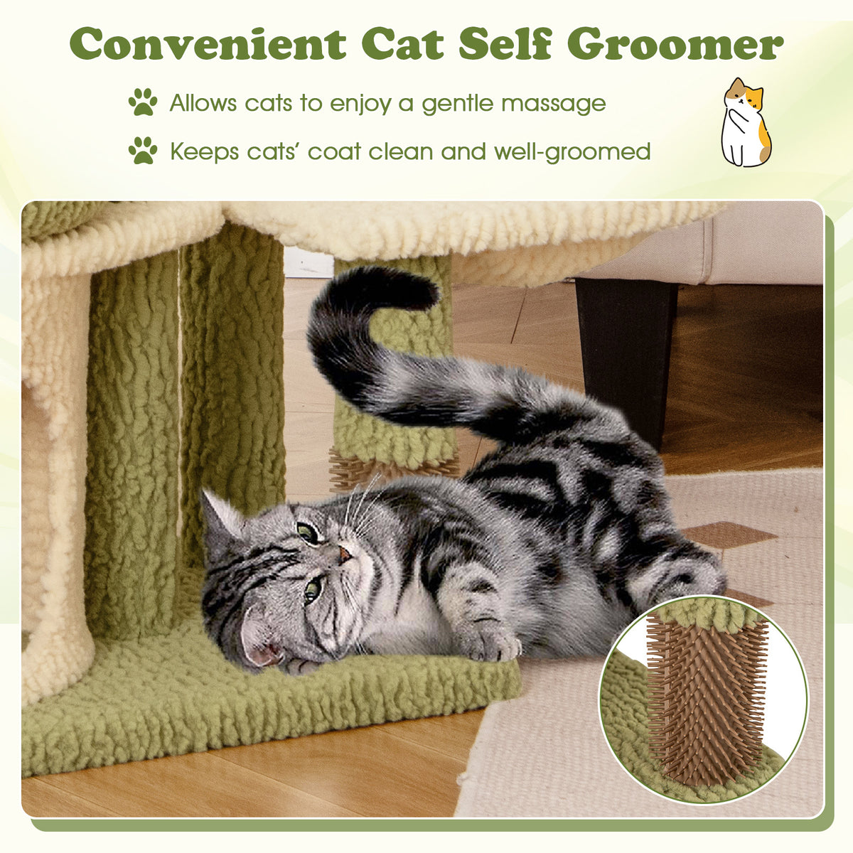 Green 38 Inch Multi-Level Cat Tower with Condo and Bed for Cats - Costway