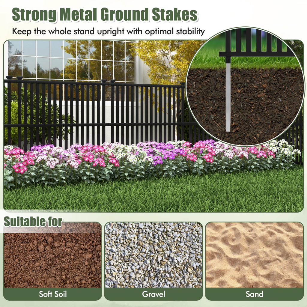 2-Panel Air Conditioner Fence Panel 45x45 Inch Black with Metal Ground Stakes - Outdoor Support