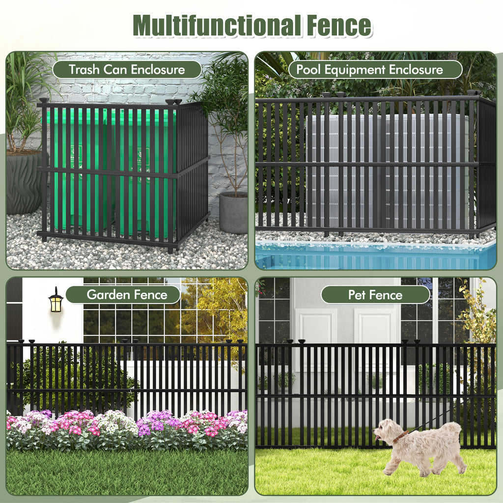 2-Panel Air Conditioner Fence Panel 45x45 Inch Black with Metal Ground Stakes - Outdoor Support