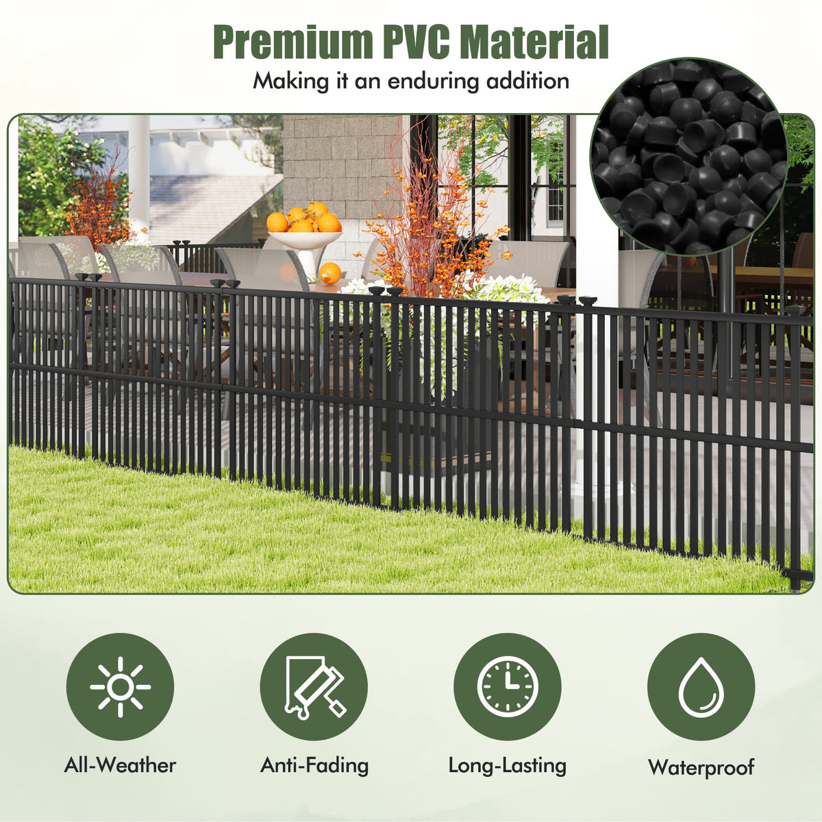 2-Panel Air Conditioner Fence Panel 45x45 Inch Black with Metal Ground Stakes - Outdoor Support