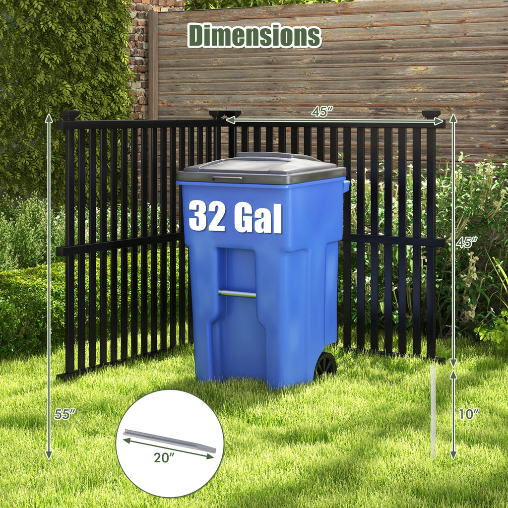 2-Panel Air Conditioner Fence Panel 45x45 Inch Black with Metal Ground Stakes - Outdoor Support