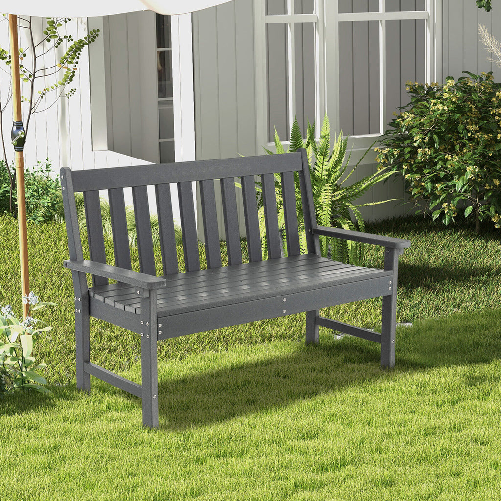 46.5 Inch Outdoor Bench with Backrest & Armrests – Teak