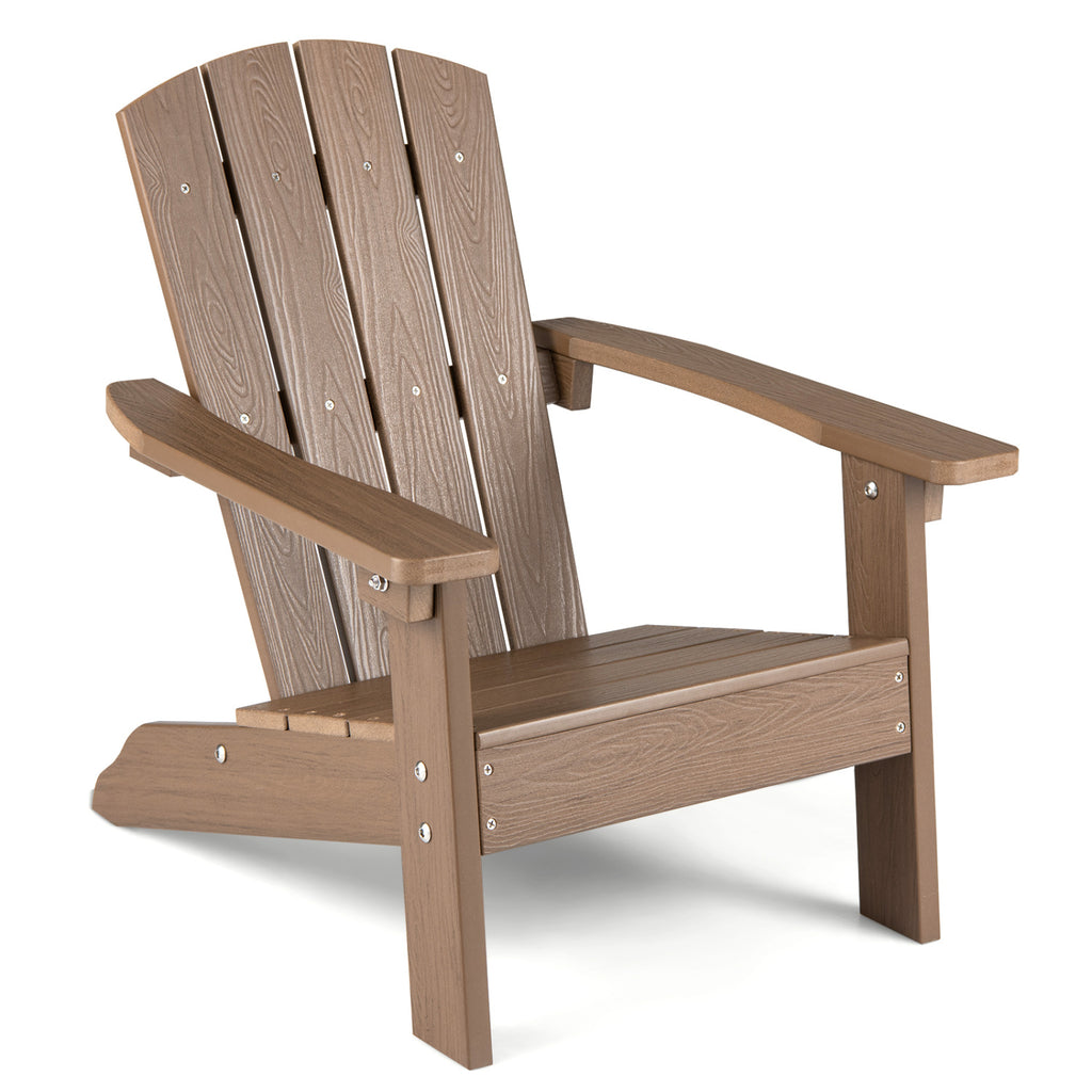 All-Weather Kids Adirondack Chair with High Backrest & Armrests - Brown