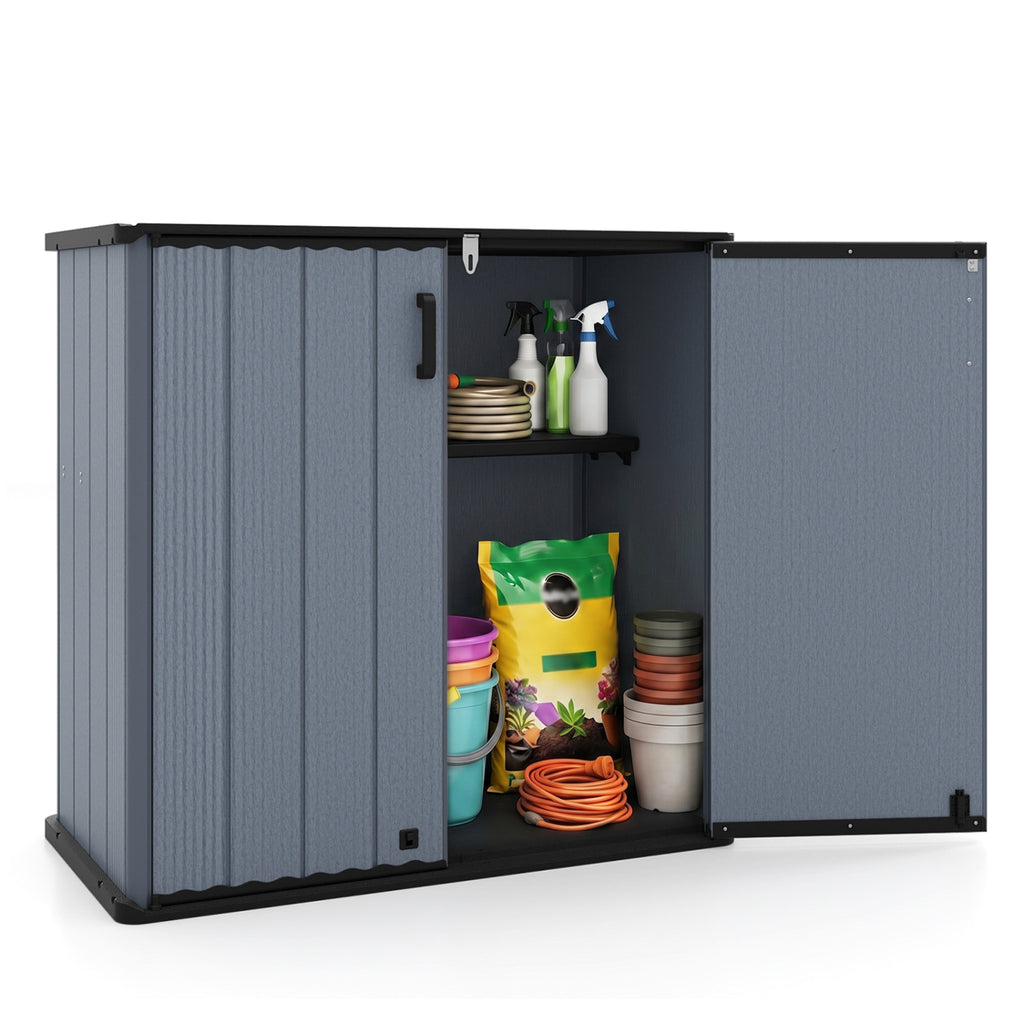 All-Weather Storage Box with Floor and Removable Shelf for Patio Lawn