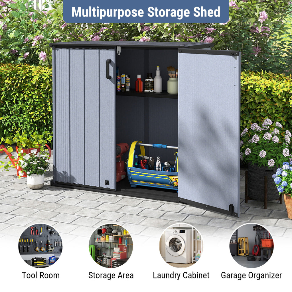 All-Weather Storage Box with Floor and Removable Shelf for Patio Lawn