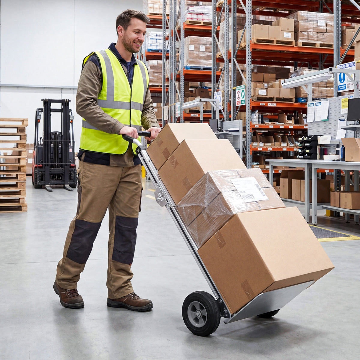 Aluminum Dolly Cart with 2 Rubber Wheels and Ergonomic Handle