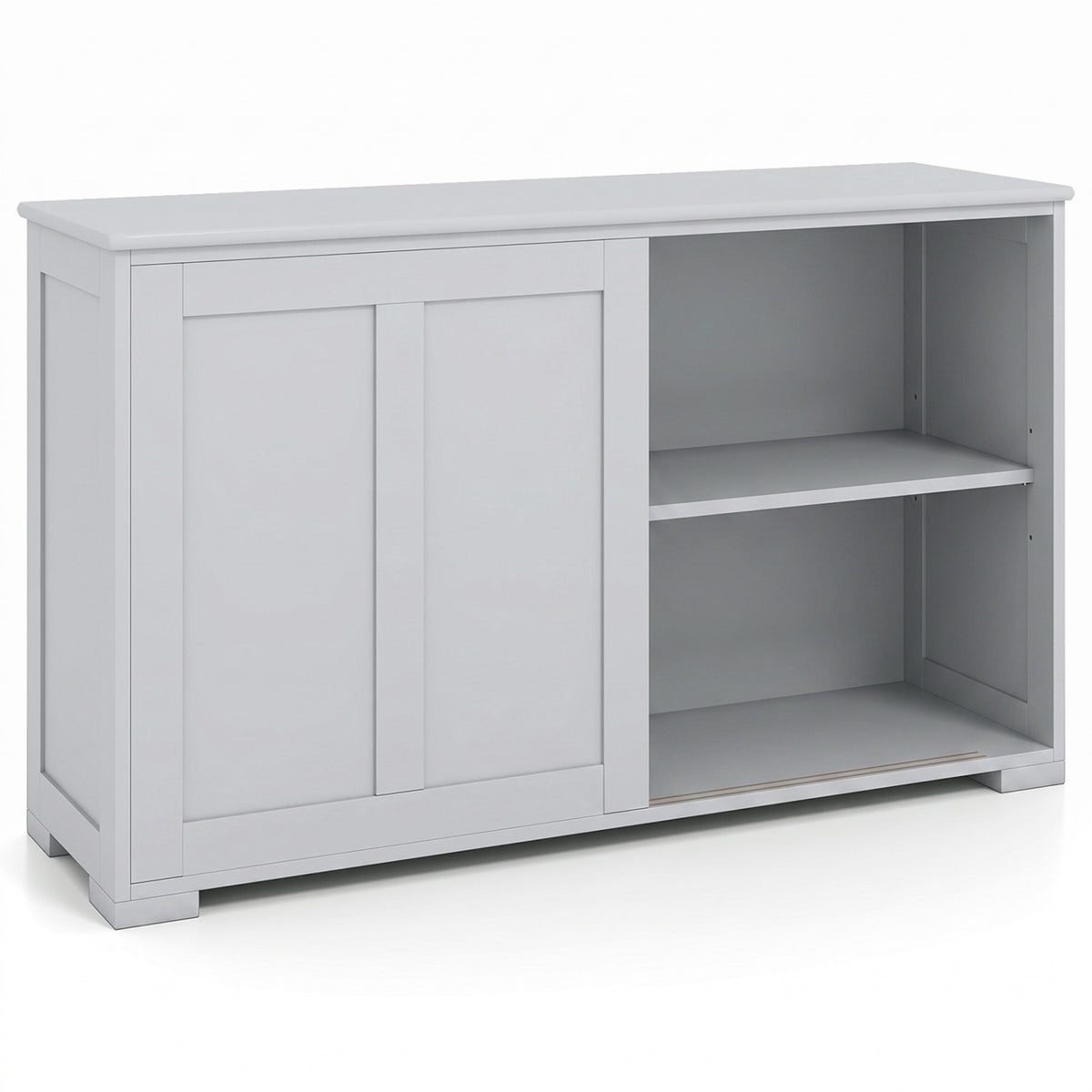 42-Inch Farmhouse Sideboard with Sliding Doors, Gray MDF