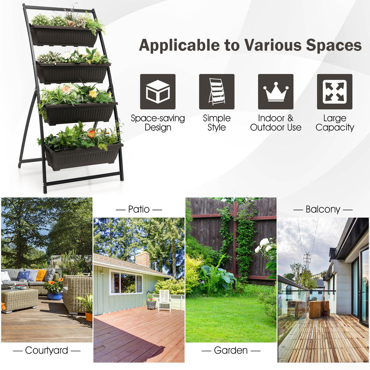 4-Tier Vertical Raised Garden Bed Planter - Variant M