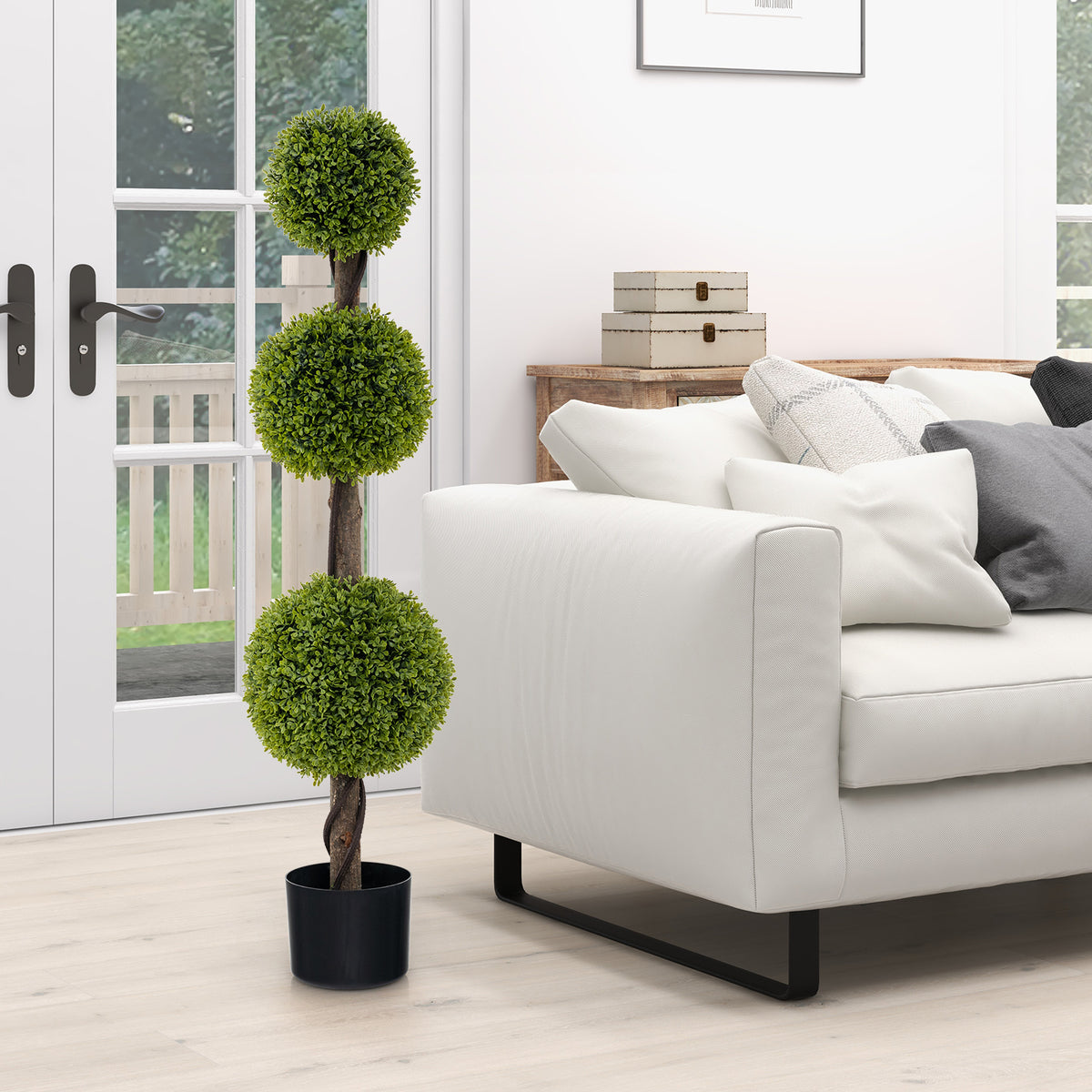 Artificial Ball-Shaped Bush Tree with Lush PE Leaves and Stable Base