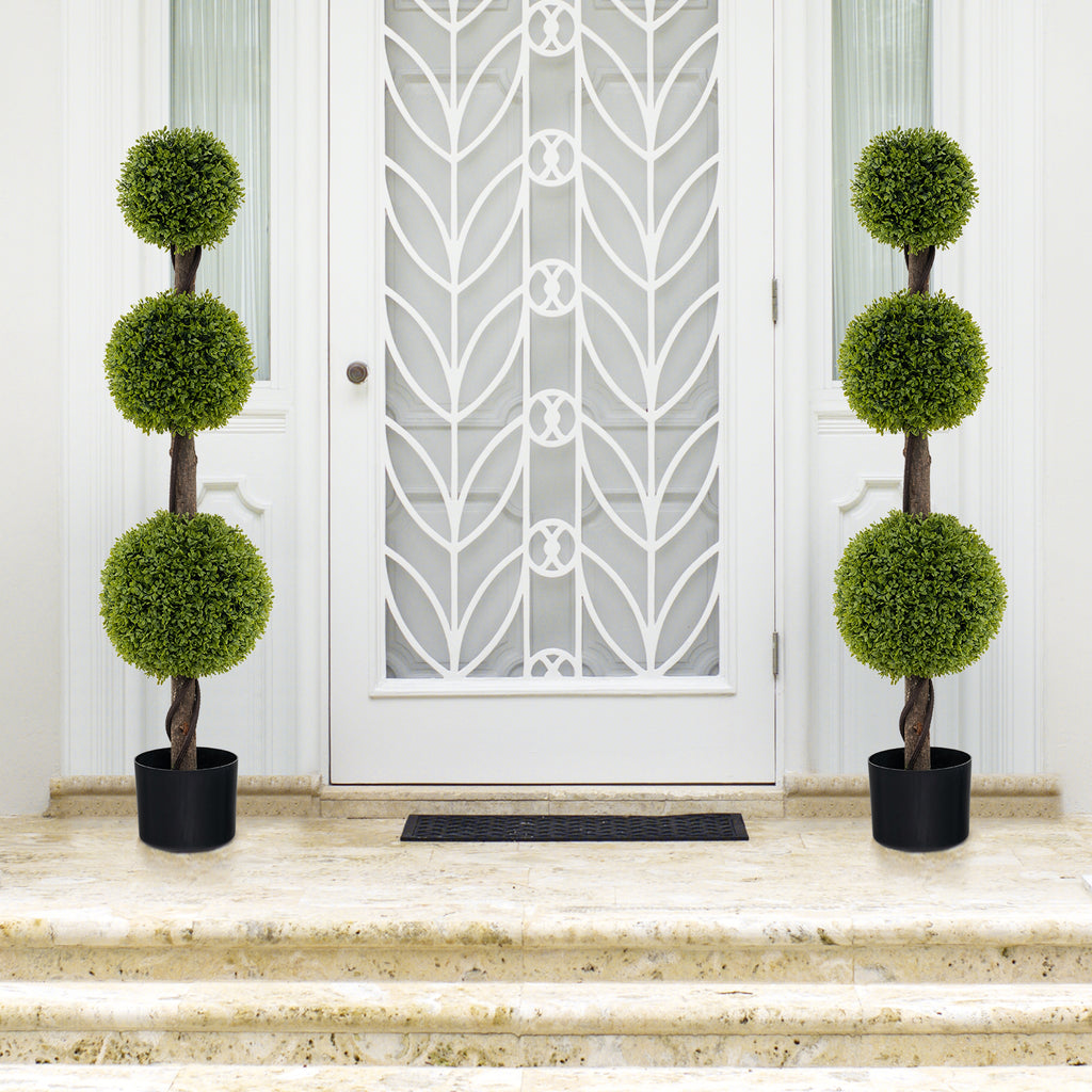 Artificial Ball-Shaped Bush Tree with Lush PE Leaves and Stable Base