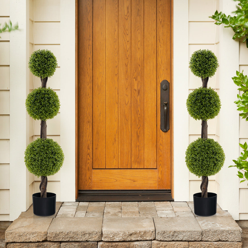 Artificial Ball-Shaped Bush Tree with Lush PE Leaves and Stable Base