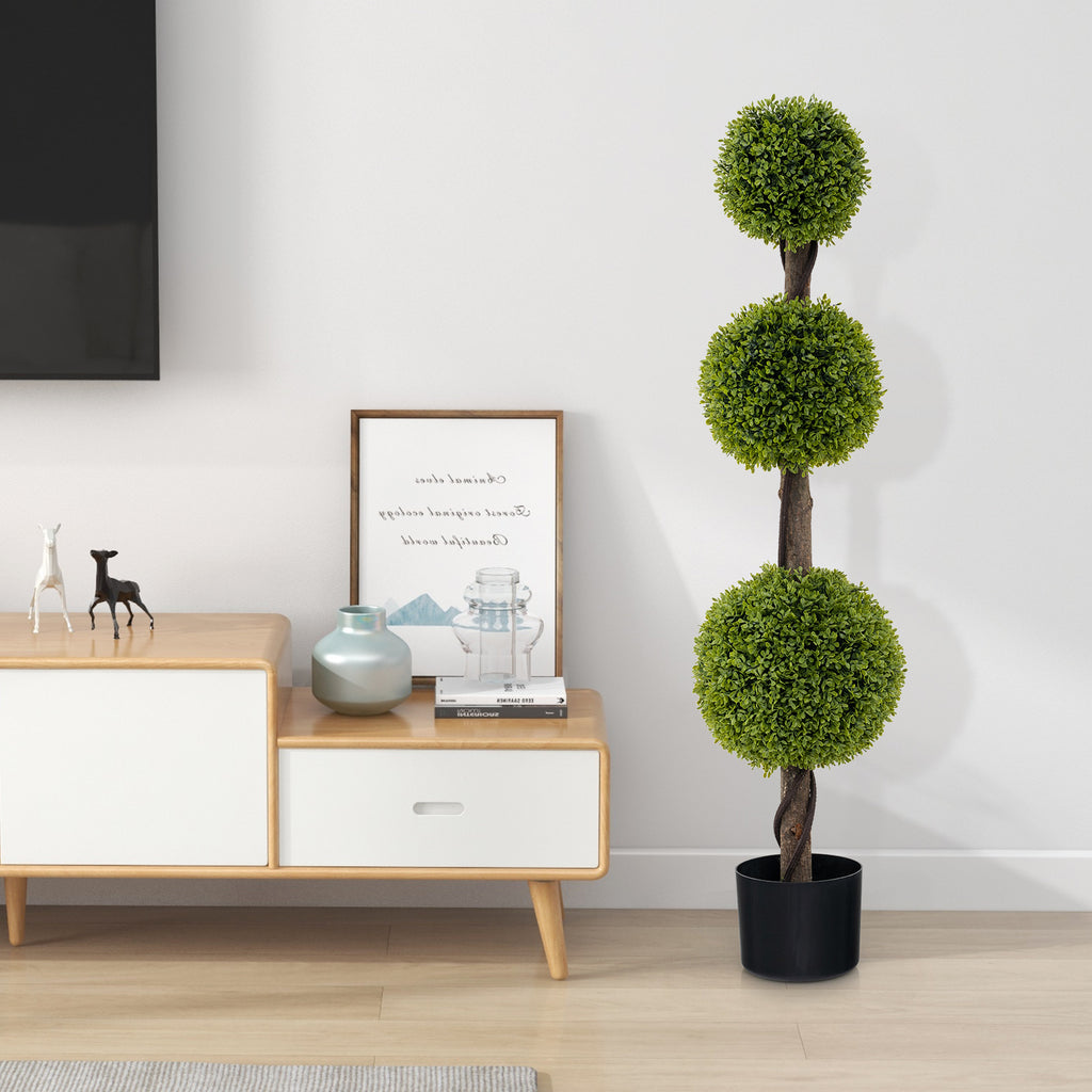 Artificial Ball-Shaped Bush Tree with Lush PE Leaves and Stable Base