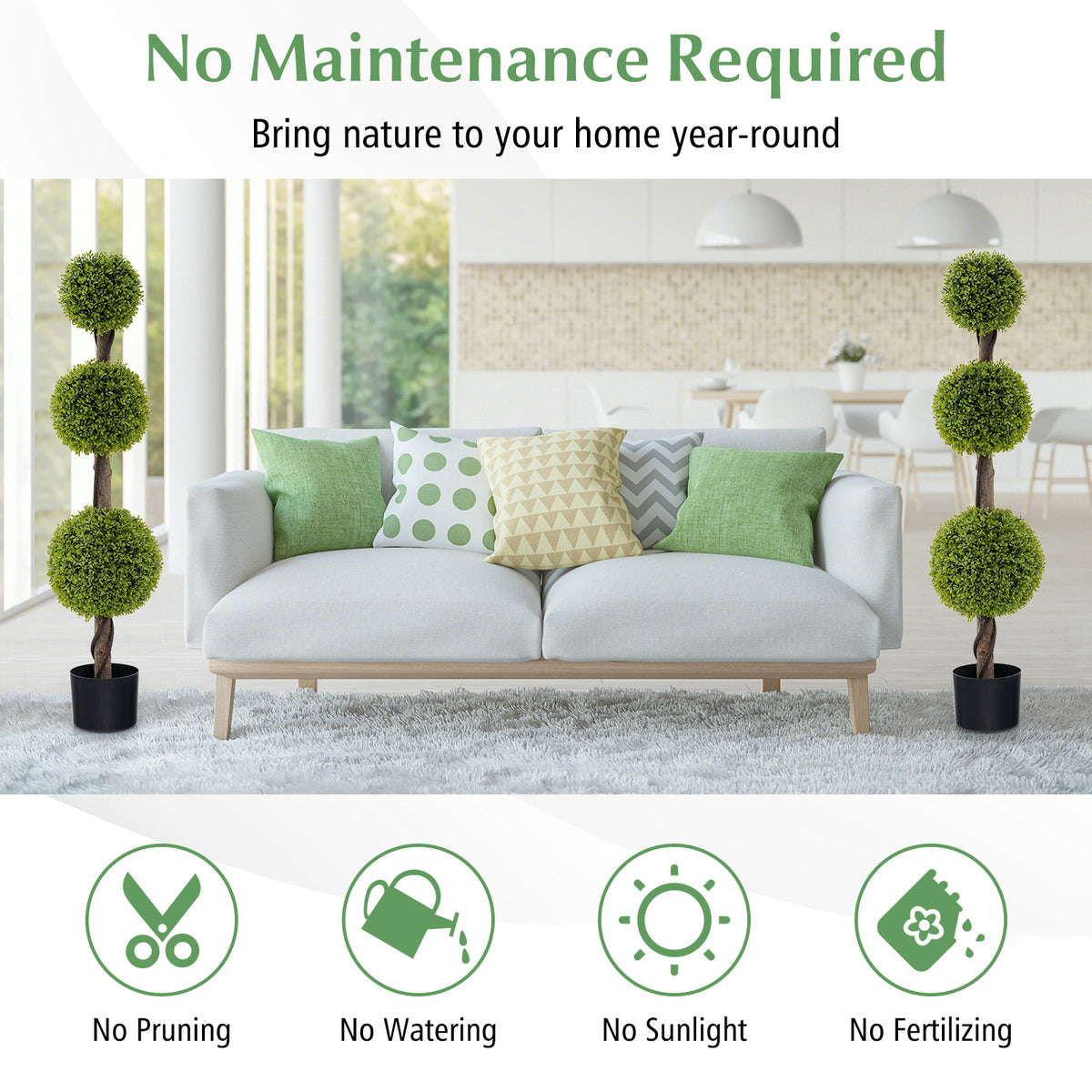 Artificial Ball-Shaped Bush Tree with Lush PE Leaves and Stable Base