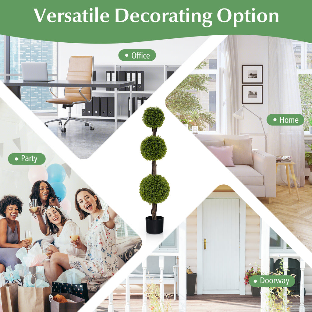 Artificial Ball-Shaped Bush Tree with Lush PE Leaves and Stable Base