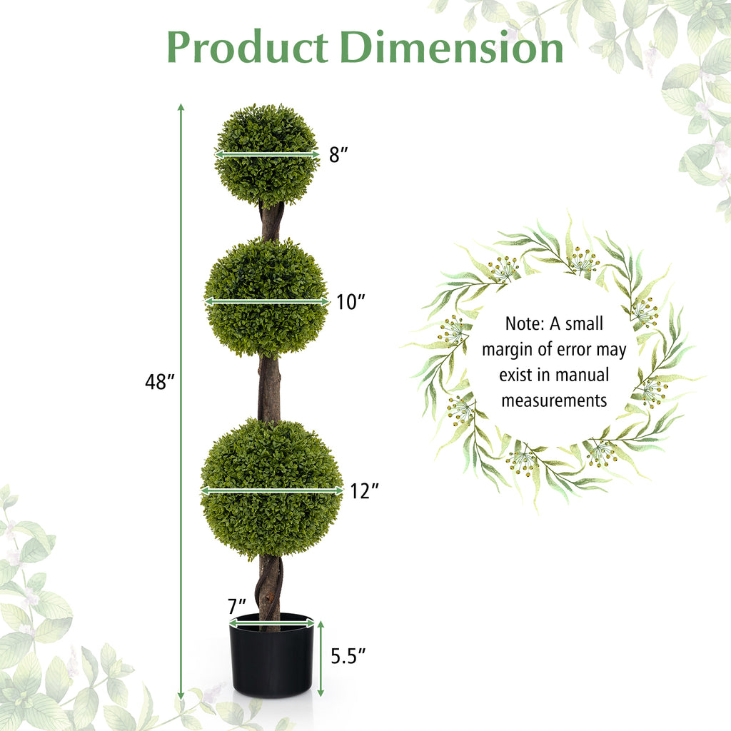 Artificial Ball-Shaped Bush Tree with Lush PE Leaves and Stable Base