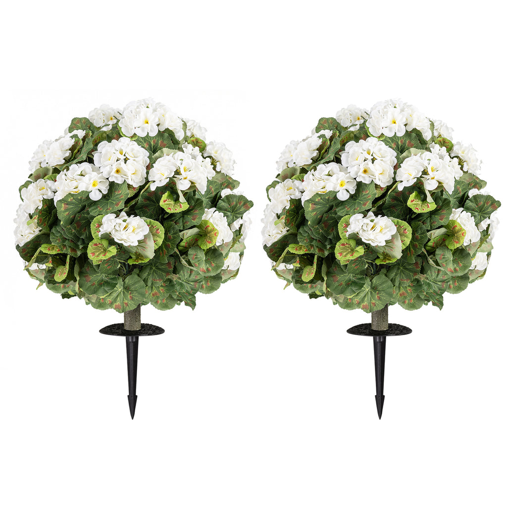 Artificial Lavender Topiary Ball Trees Set of 2 with Ground Spikes - Costway