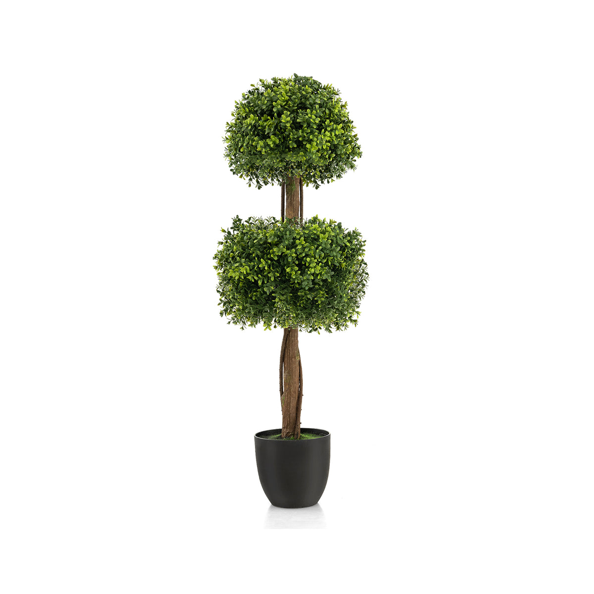 40 Inch Artificial Boxwood Topiary Tree Ball - Green Faux Outdoor Plant