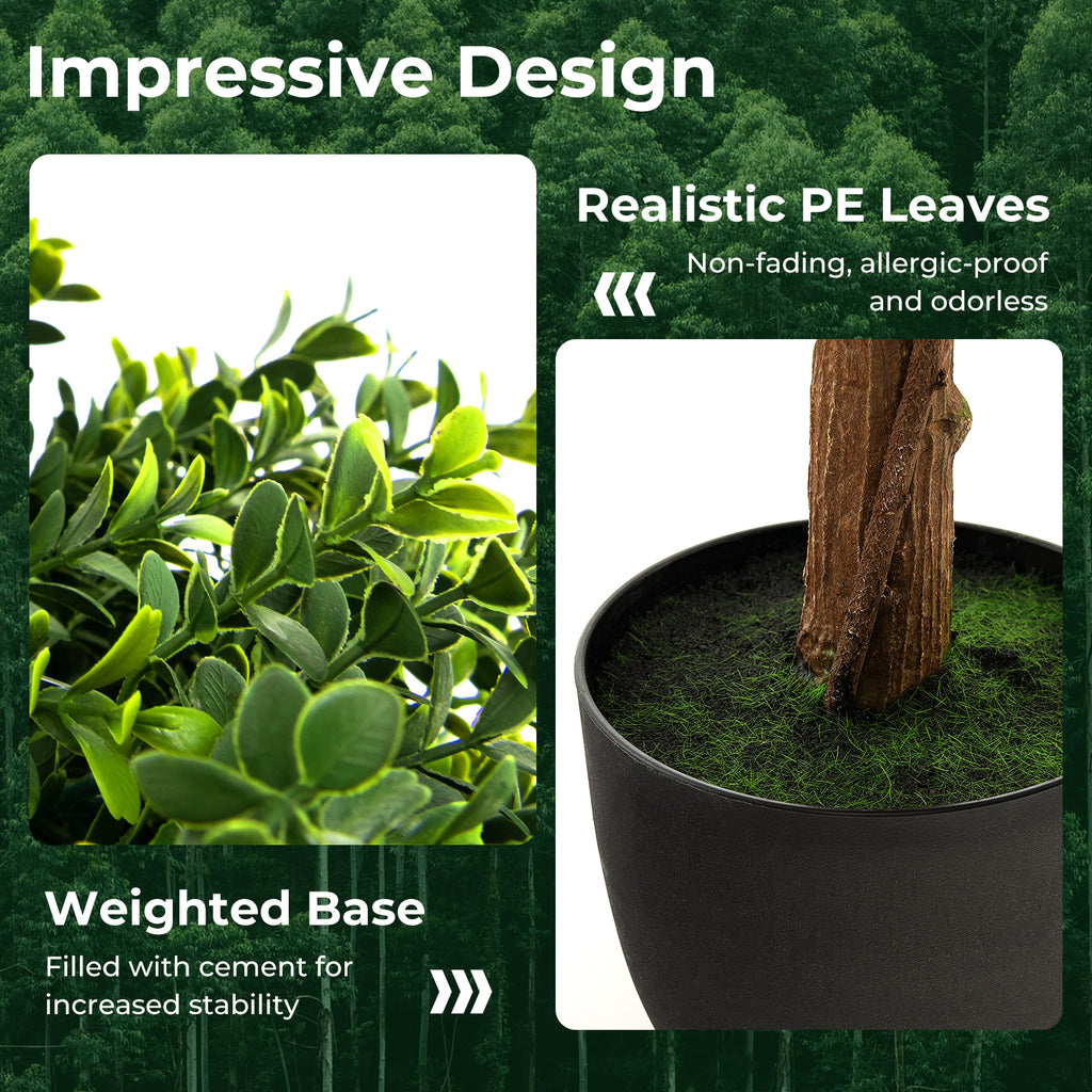 40 Inch Artificial Boxwood Topiary Tree Ball - Green Faux Outdoor Plant